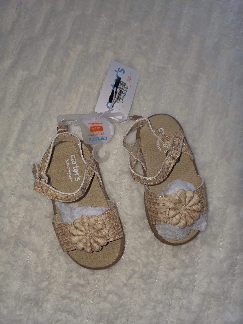 Carter's Toddler Woven Beige Floral Strap Sandals